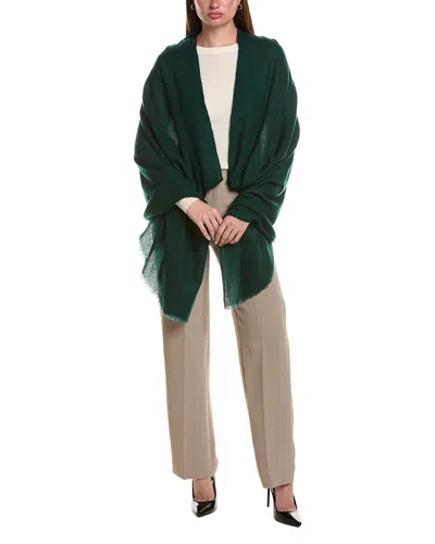 Amicale Cashmere Plain Weave Solid Cashmere Wrap In Green