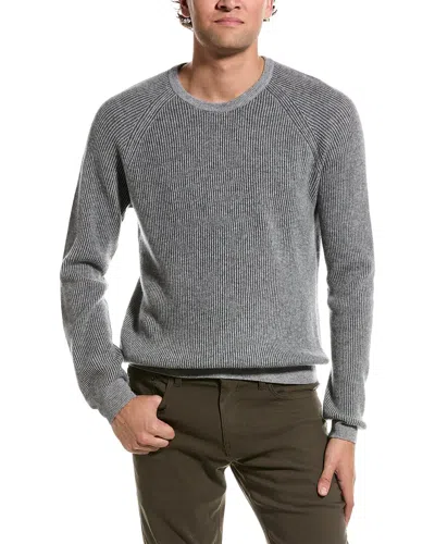 AMICALE CASHMERE AMICALE CASHMERE PLAITED RIB RAGLAN CASHMERE CREWNECK SWEATER