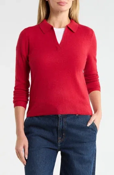 Amicale Cashmere Polo Sweater In Red