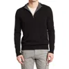 Amicale Cashmere Quarter Zip Pullover W/ Piping In Black