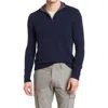 Amicale Cashmere Quarter Zip Pullover W/ Piping In Blue