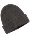 Amicale Cashmere Rib Double Foldover Cuff Slouchy Cashmere Beanie In Grey