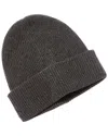 Amicale Cashmere Rib Double Foldover Cuff Slouchy Cashmere Beanie In Grey