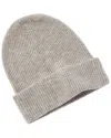 Amicale Cashmere Rib Double Foldover Cuff Slouchy Cashmere Beanie In Grey