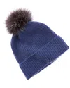 Amicale Cashmere Rib Knit Cashmere Hat In Blue