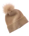 Amicale Cashmere Rib Knit Cashmere Hat In Brown