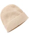 Amicale Cashmere Rib Knit Cuffed Cashmere Beanie In Brown