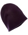 Amicale Cashmere Rib Knit Double Layer Slouchy Cashmere Hat In Blue