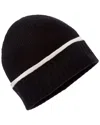 Amicale Cashmere Ribbed Cashmere Beanie In Black