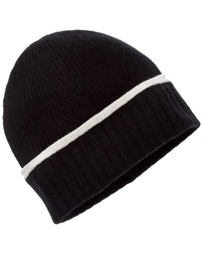 Amicale Cashmere Ribbed Cashmere Beanie In Black