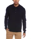 Amicale Cashmere Ribbed Cashmere Button Polo Shirt In Black