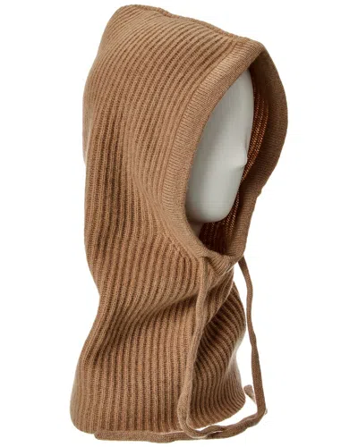 Amicale Cashmere Ribbed Cashmere Hood In Brown