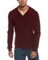 Amicale Cashmere Ribbed Cashmere Polo Shirt In Red