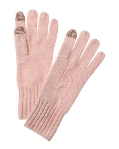 Amicale Cashmere Ribbed Cuff Cashmere Gloves In Pink