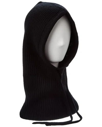 Amicale Cashmere Ribbed Knit Cashmere Hood In Black