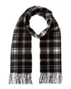 Amicale Cashmere Scottish Plaid Cashmere Scarf In Black