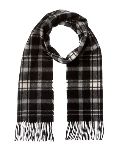 Amicale Cashmere Scottish Plaid Cashmere Scarf In Black