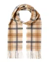 Amicale Cashmere Scottish Plaid Cashmere Scarf In Brown