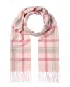 Amicale Cashmere Scottish Plaid Cashmere Scarf In Pink