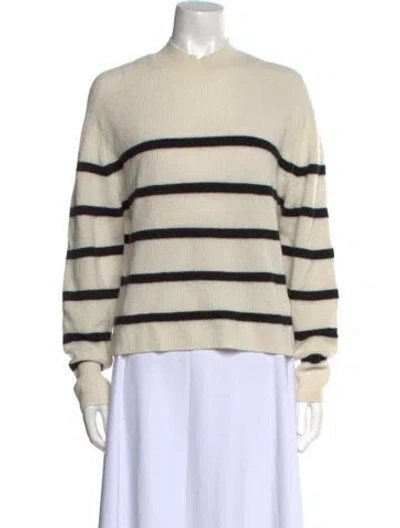 Pre-owned Amicale Cashmere Striped Sweater In Neutral