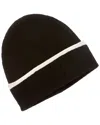 Amicale Cashmere Tipped Cuff Ribbed Cashmere Beanie In Black