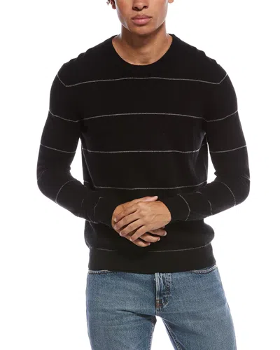 Amicale Cashmere Tonal Stripe Cashmere Crewneck Sweater In Black