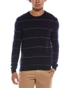 Amicale Cashmere Tonal Stripe Cashmere Crewneck Sweater In Blue