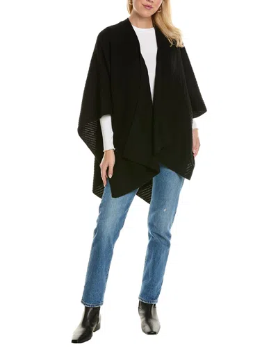 Amicale Cashmere Traveling Rib Cashmere Cape In Black