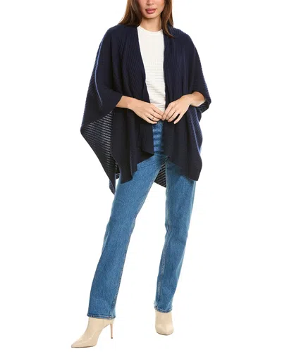 Amicale Cashmere Traveling Rib Cashmere Cape In Blue