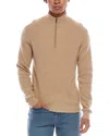 Amicale Cashmere Two-tone Plaited Rib Cashmere 1/4-zip Sweater