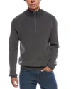 Amicale Cashmere Two-tone Plaited Rib Cashmere 1/4-zip Sweater