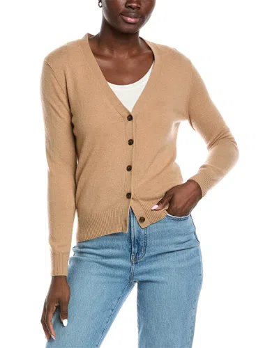 Amicale Cashmere V-neck Cashmere Cardigan In Yellow