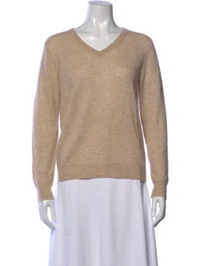 Pre-owned Amicale Cashmere V-neck Sweater In Neutrals