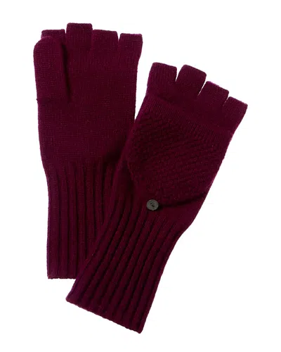 Amicale Cashmere Waffle Knit Cashmere Gloves In Burgundy