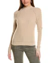 Amicale Cashmere Whipstitch Shaker Funnel Neck Cashmere Sweater In Brown
