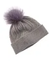 Amicale Cashmere Winding Cable Cuff Wool & Cashmere-blend Hat In Gray