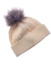 Amicale Cashmere Winding Cable Cuff Wool & Cashmere-blend Hat In Neutral
