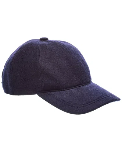 Amicale Cashmere Woven Cashmere Baseball Cap In Blue