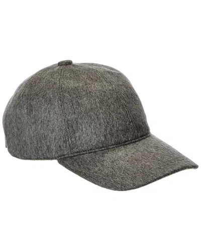 Amicale Cashmere Woven Cashmere Baseball Cap In Gray