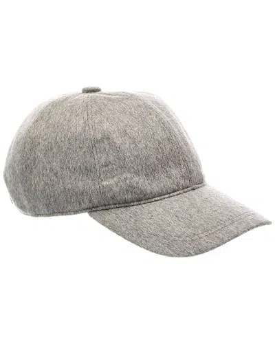 Amicale Cashmere Woven Cashmere Baseball Cap In Gray