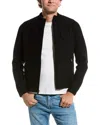 Amicale Cashmere Woven Zip Mock Wool & Cashmere-blend Jacket In Black
