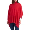 Amicale Funnel Neck Cashmere Poncho In Red