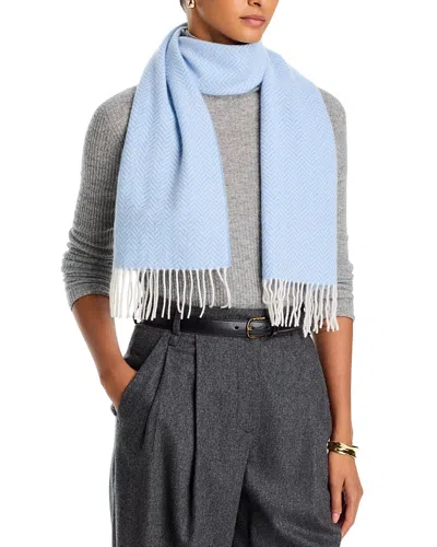 Amicale Herringbone Cashmere Scarf In Blue