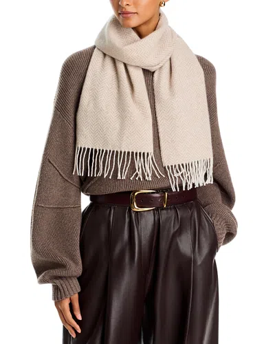 Amicale Herringbone Cashmere Scarf In Neutral