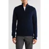 Amicale Jacquard Cashmere Quarter Zip Sweater In Blue