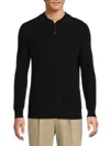 Amicale Men's Classic Fit Cashmere Rib Knit Polo In Black