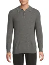 Amicale Men's Classic Fit Cashmere Rib Knit Polo In Grey