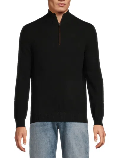 Amicale Men's Classic Fit Cashmere Zip Up Sweater In Black