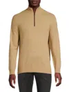 Amicale Men's Classic Fit Cashmere Zip Up Sweater In Camel