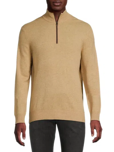 Amicale Men's Classic Fit Cashmere Zip Up Sweater In Camel